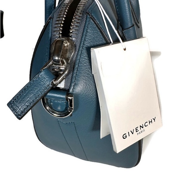 Givenchy Small Antigona Leather Satchel Oil Blue Bag New Authentic - Picture 11 of 13